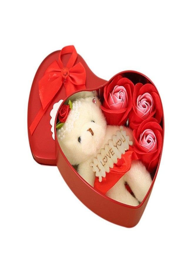 Natali Birthday Gift Combo for Love - Gift Box with 3Pcs Soap Roses Flowers, 1 Soft Toy & Pocket Size Birthday Greeting Card - Image 3